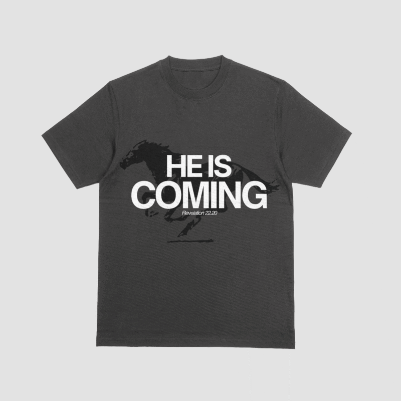 Camiseta He is Coming - Cinza